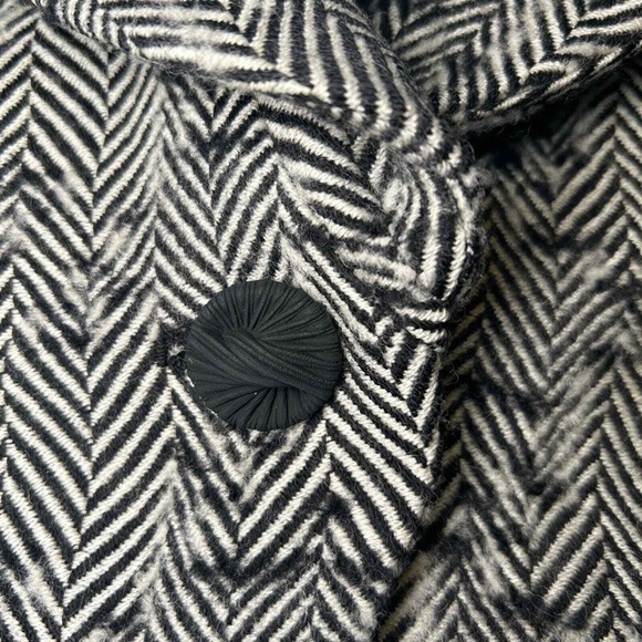 J’ENVIE NEW YORK Black & White Herringbone Wool Lined Cropped Jacket size 10 - Picture 7 of 9